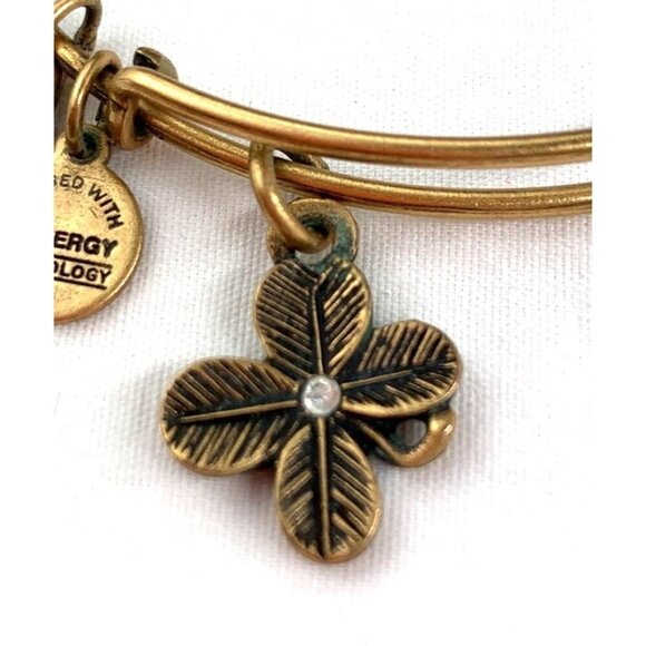 Alex and Ani Four Leaf Clover Charm Bracelet - Gold, Expands 2"- 3.5" - Picture 2 of 3